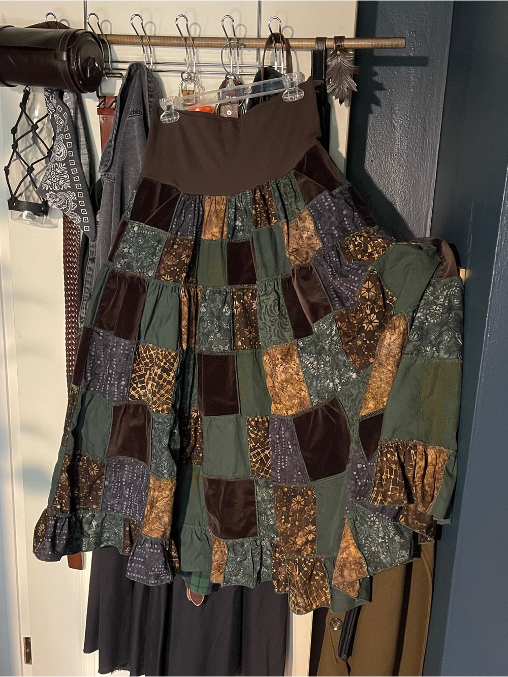 Brown and Green Quilt Skirt
